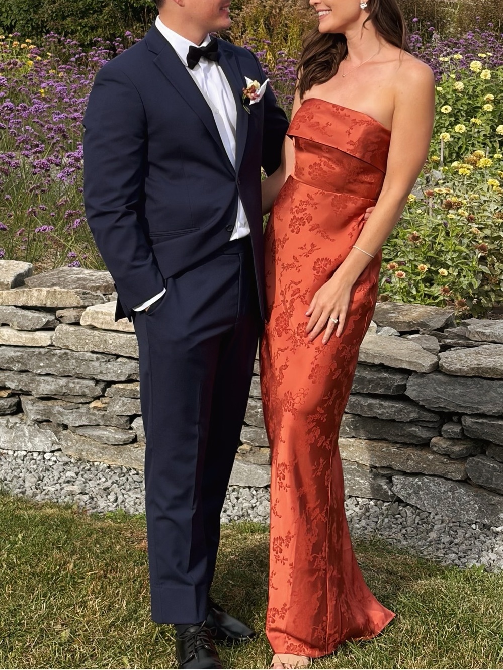 Park & Fifth Clay Jacquard Devon Strapless Satin Gown